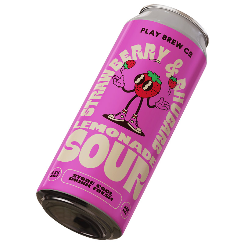 Play Strawberry and Rhubarb Pink Lemonade Sour 440ml Cans