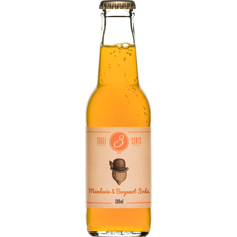 Three Cents Mandarin and Bergamot Soda 200ml Bottles