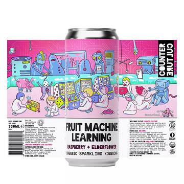 Counter Culture Fruit Machine Learning - Raspberry and Elderflower Sparkling Light Kombucha Cans