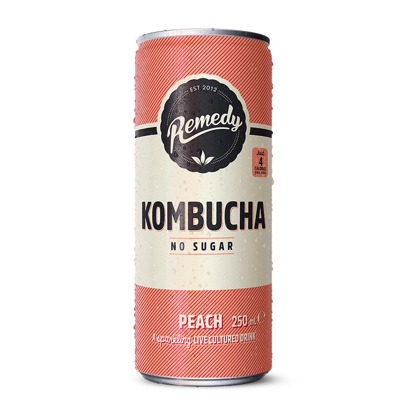 Remedy Peach Kombucha 250ml Cans