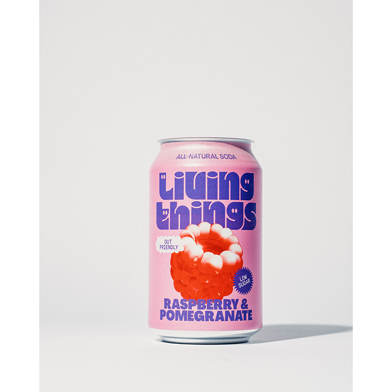 Living Things Soda Raspberry & Pomegranate Cans