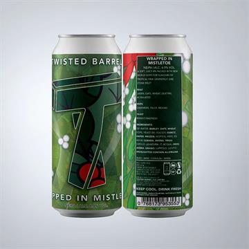 Twisted Barrel Wrapped in Mistletoe NEIPA Cans